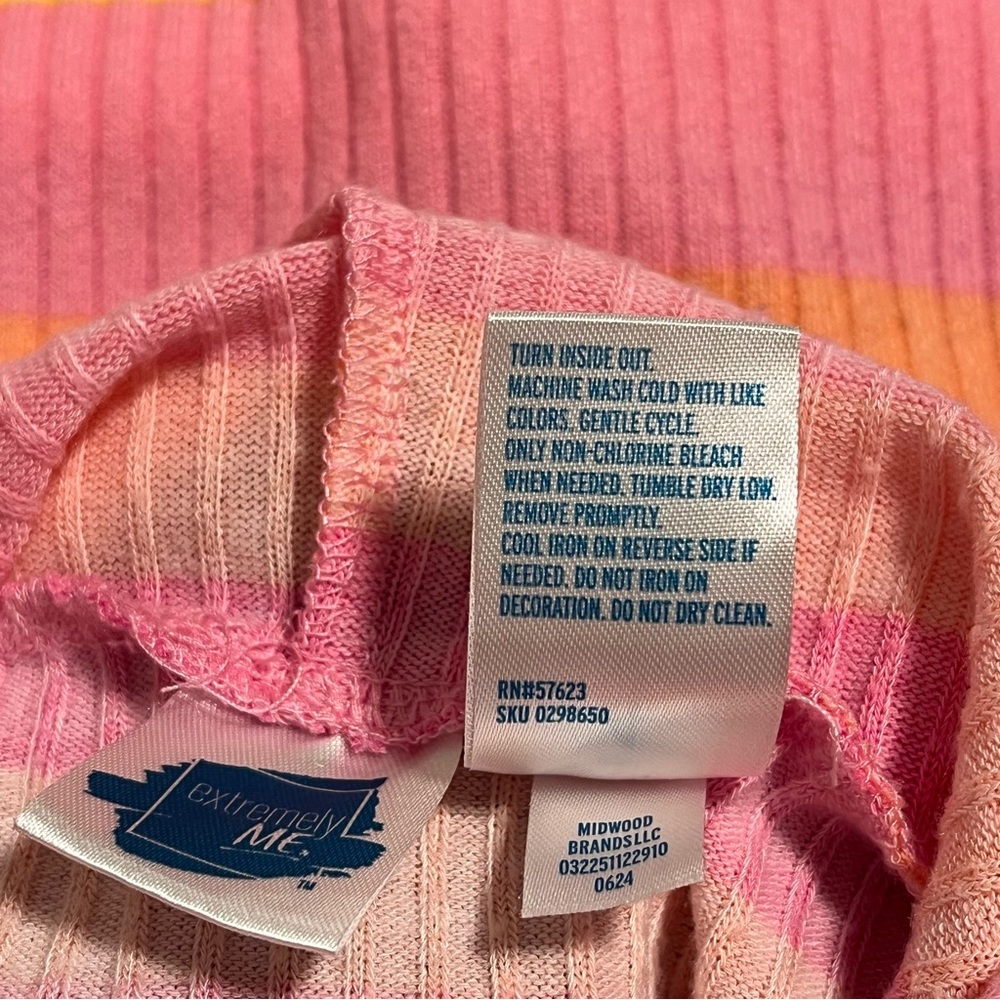 Extremely Me Girls Versatile Colorful Striped Hooded Pullover Shirt, Sz 4, Multi - Picture 5 of 5